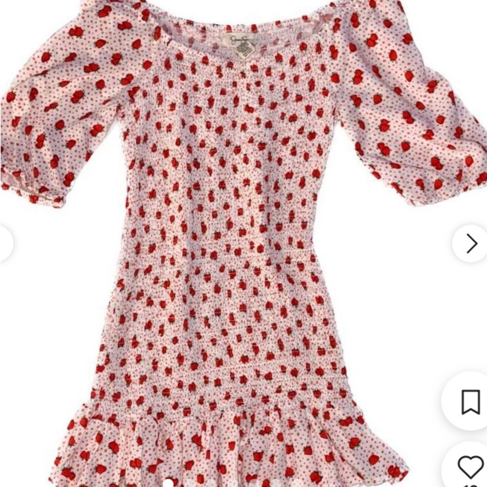 Jessica Simpson White Dress with Red Strawberry Print